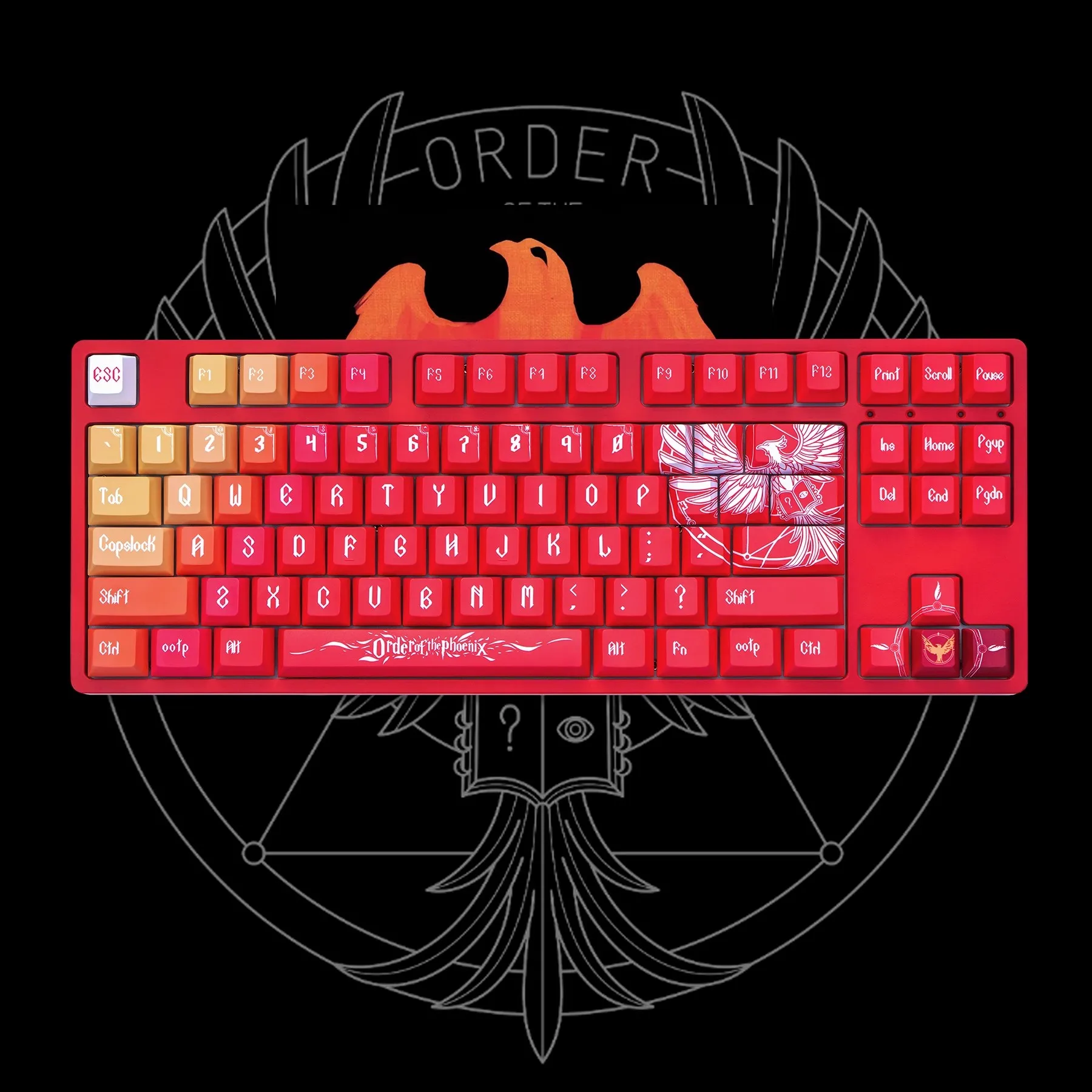 134 Keys/set Phoenix Keycaps PBT Dye Sublimation Key Caps Cherry Profile Lightproof Keycap For 61 64 68 75 84 87 96 980 104 108