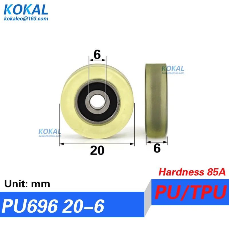 Polia sulcada do poliuretano, rodas de baixo ruído, plutônio, 18mm, 20mm, 23mm, 25mm, Pd6, 696, 606, 1PC