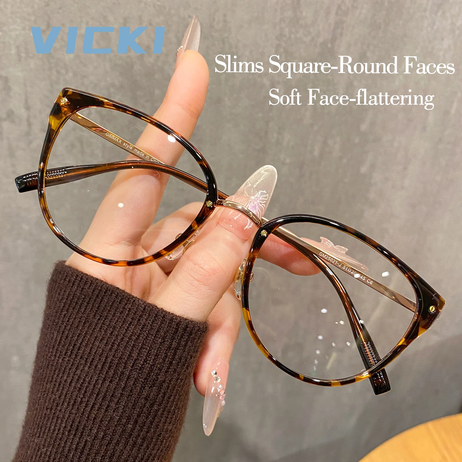 VICKI Ultra-Lightweight Retro Cat-Eye Women Progressive Multifocal Anti Blue-ray Photochromic Glasses Customizable Prescription