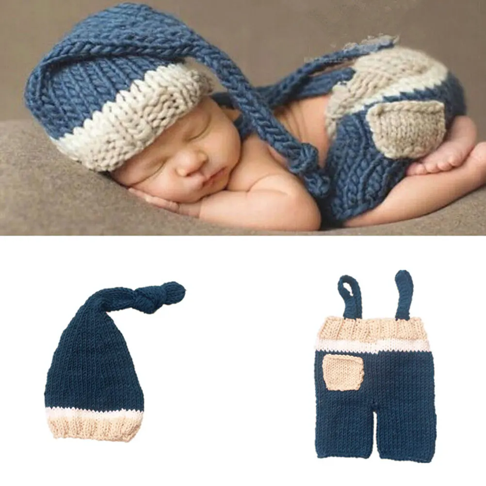 

Newborn Baby Knitted Outfits Photo Props Comfortable Cartoon Design Clothes Use Photography Set
