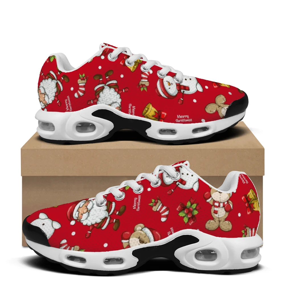 

Red Christmas-themed casual air-cushioned shoes with a breathable mesh upper suitable for both men and women
