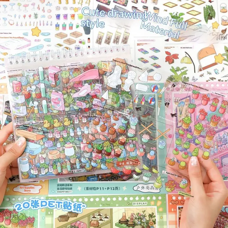 Large Size 10 In 1 3D Running A Store Stickers Book Album Cartoon Scene Diy Scrapbook Supplies Stationery