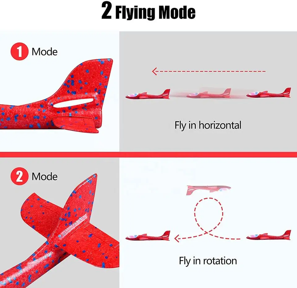 48CM Big Foam Plane Kids Flying Glider Toys LED Light Hand Throw Airplane Children Flying Toy Outdoor Launch Aircraft Model Toy