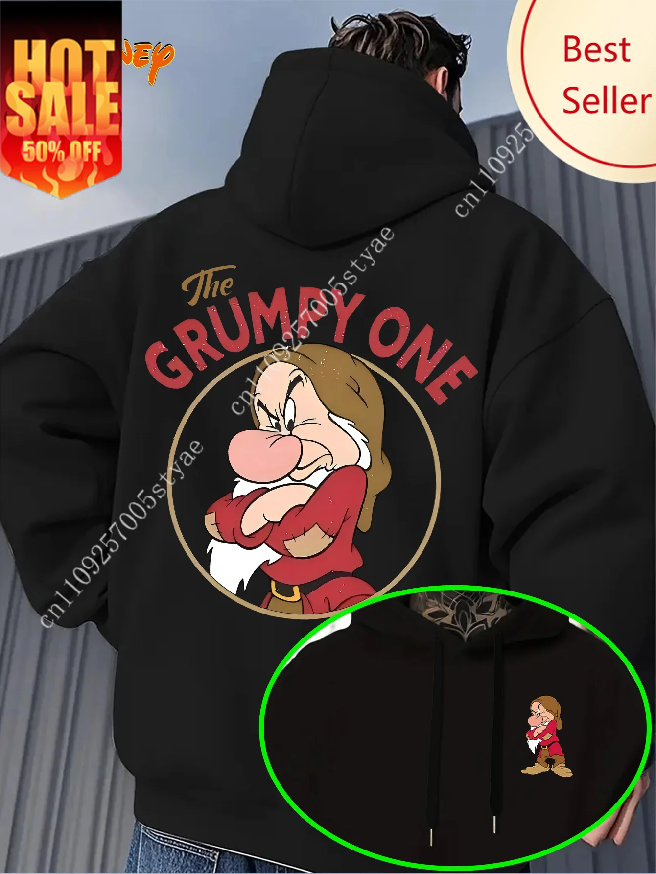 

Disney Dwarfs Grumpy Pattern Men's Hoodie Autumn Winter Casual Unisex Pullover Sweatshirt Tracksuit Clothing Hoody Oversized