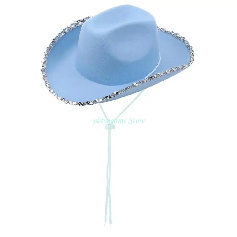 Y88A – chapeau Cowgirl pour mariées, chapeau Cowboy élégant, JazzHat, accessoires fête pour femmes