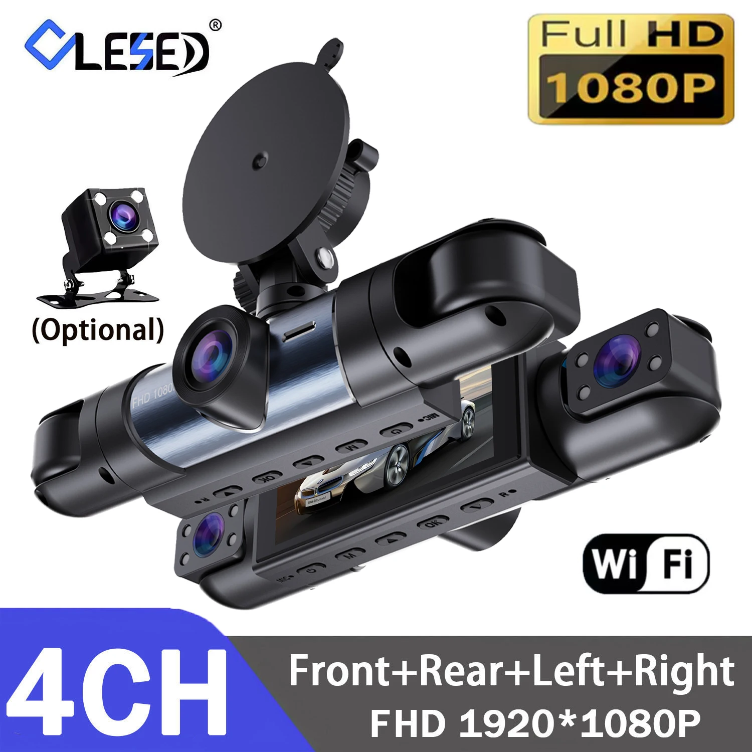 4 Channel Car DVR FHD 1080P 4-Lens Inside Vehicle Dash Cam 360° All Sides Car Camera Wifi Video Driving Registrator GPS Dash Cam