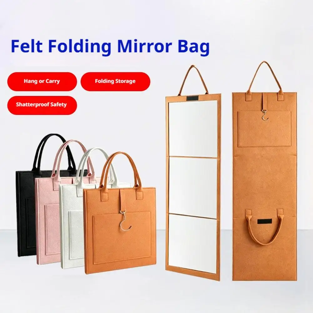 Foldable Full Length Mirror Portable Mirror Bag With Protective Sleeve 180 x 27.5cm Hangable Acrylic Wall Mirror For Home Travel