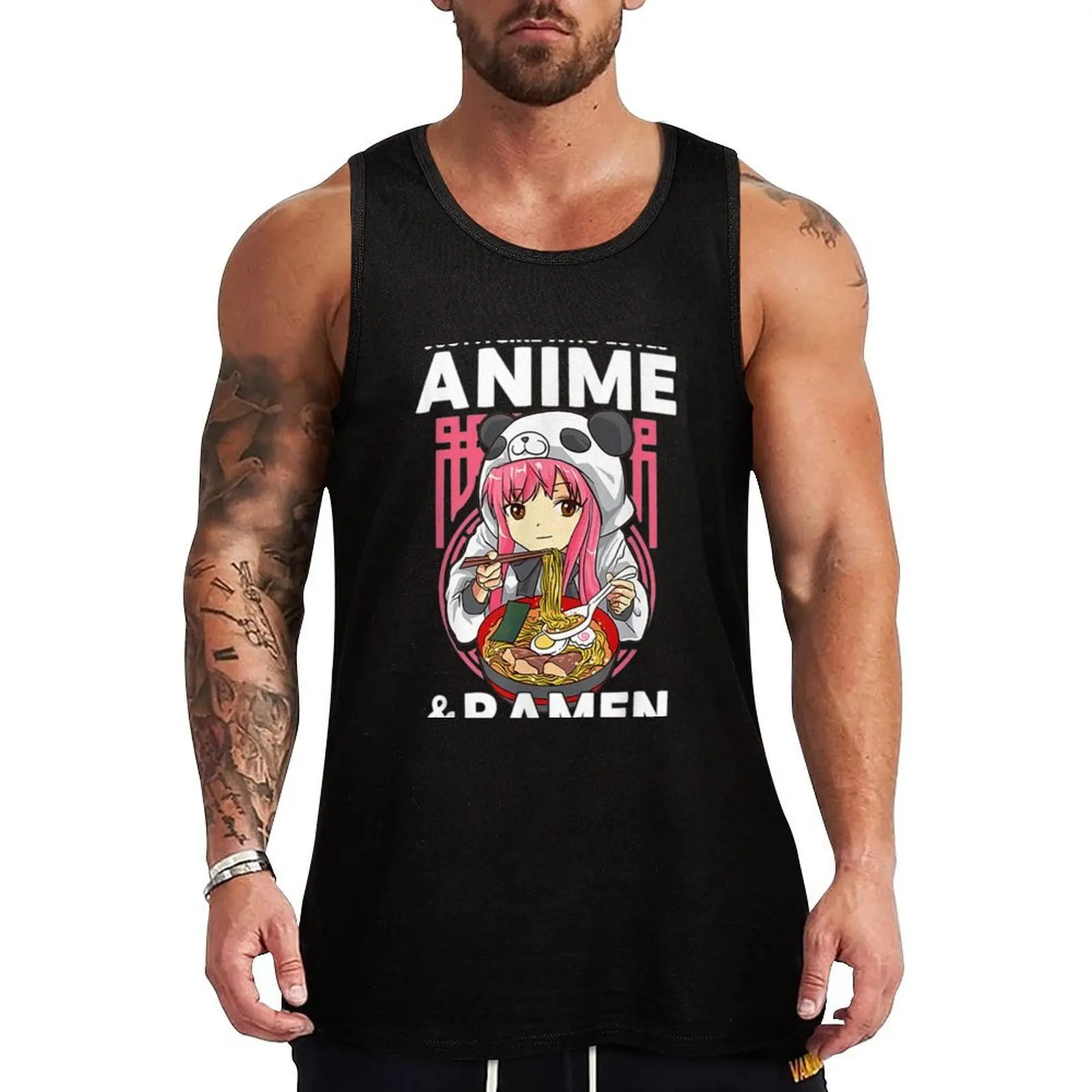 

Just A Girl Who Loves Anime and Ramen Bowl Panda Teen Girls Tank Top Top basketball anime top gym shirt men