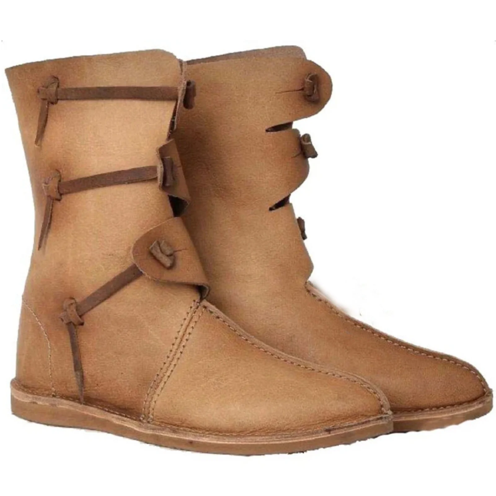 Botas masculinas medievais renascentistas cosplay pirata com cadarço vintage palco viking bota amarrada para festa de Halloween