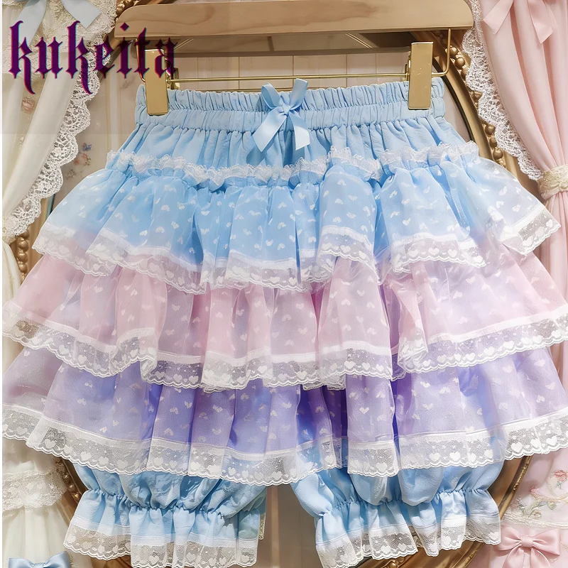 

Японская мини-юбка Kukeita в стиле Y2K с рюшами, женская мини-юбка в стиле лолита, эластичная мини-юбка с высокой талией в стиле Харадзюку, радужная мини-юбка