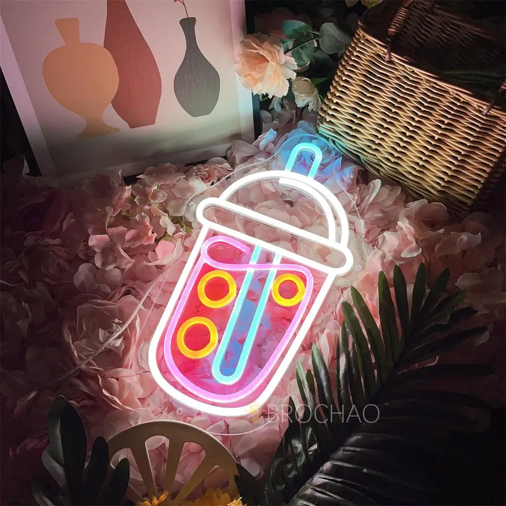 Led Neon Sign Lights Boba Milk Tea Shop Neon Led Sign Pantry Room Decoration Wall Hanging Neon Light Sign For Cafe Restaurant