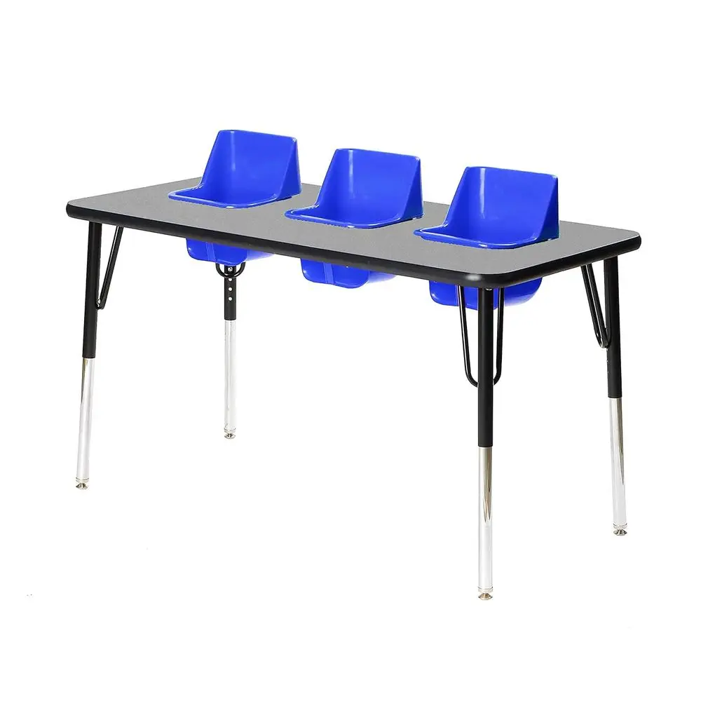 

3-Seat eeding Table (Glace Top, Blue Seats, Black T-Mold), Ships in 2 Boxes