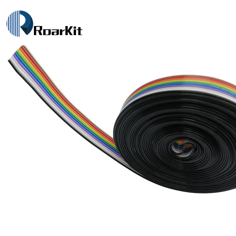 1 Meter Spacing Pitch10 WAY 10P Flat Color Rainbow Ribbon Cable Wiring 1.27mm PITCH For PCB DIY 2.54mm IDC Connector