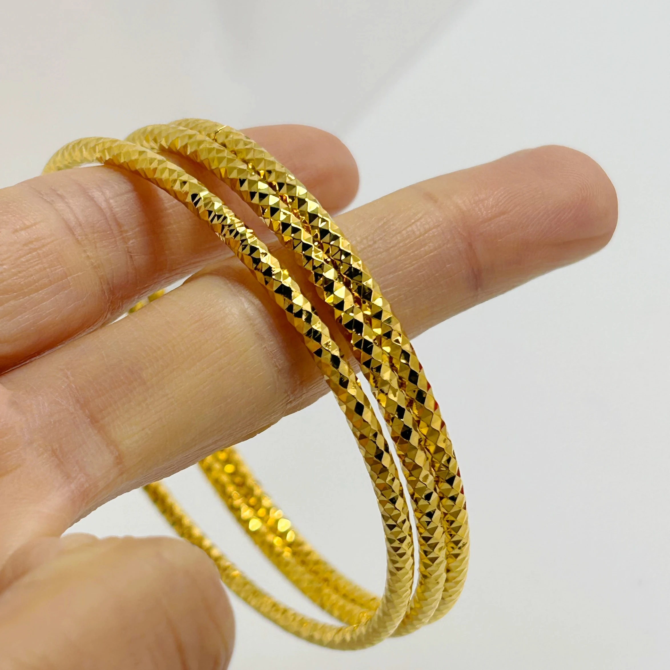 3pcs/Lot 2.5mm Round Circle Cuff Bangles Sets for Women Gold Plated Stainless Steel Charm Bracelet Pulsera Femme Trendy Jewelry