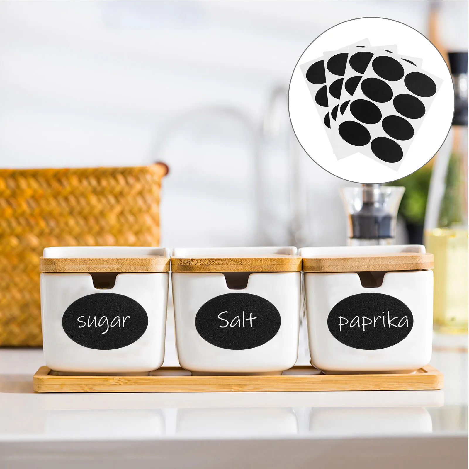 

4 Sheets Waterproof Writable Label Stickers Self-Adhesive Sorting Tags Multipurpose Name Tag Decal for Office Home Storage