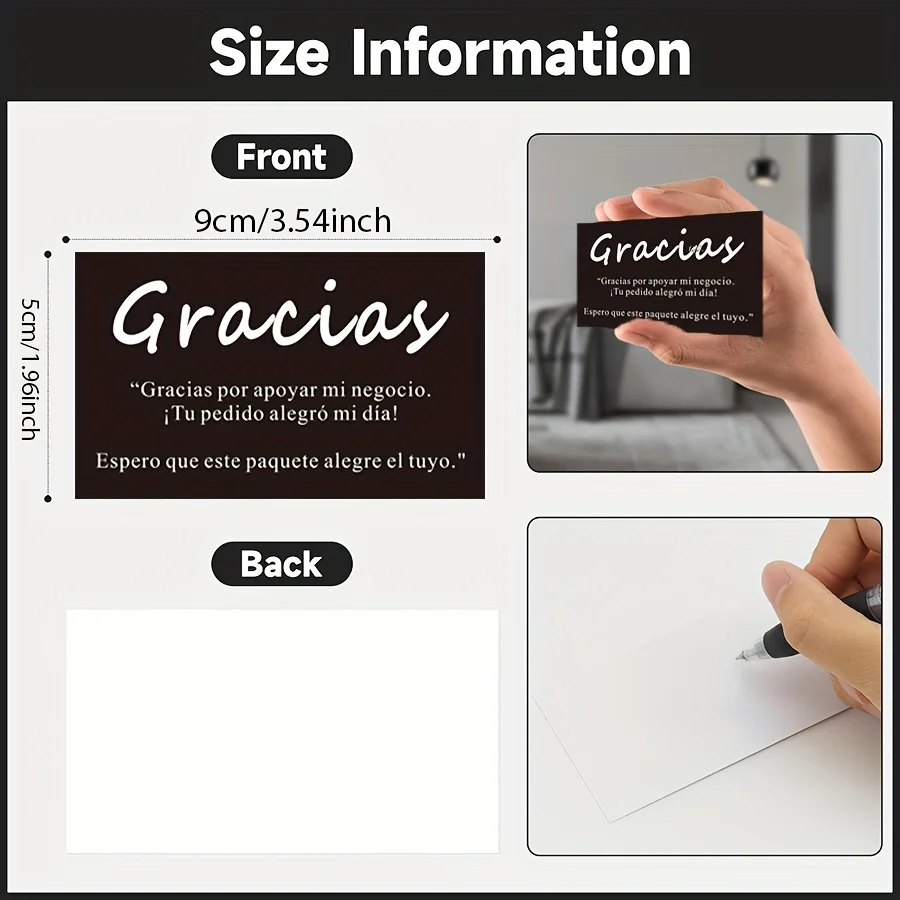 100 Pcs Gracias Thank You Cards, Spanish Appreciation Insert Cards for Small Business Packaging, Order Inserts view 4
