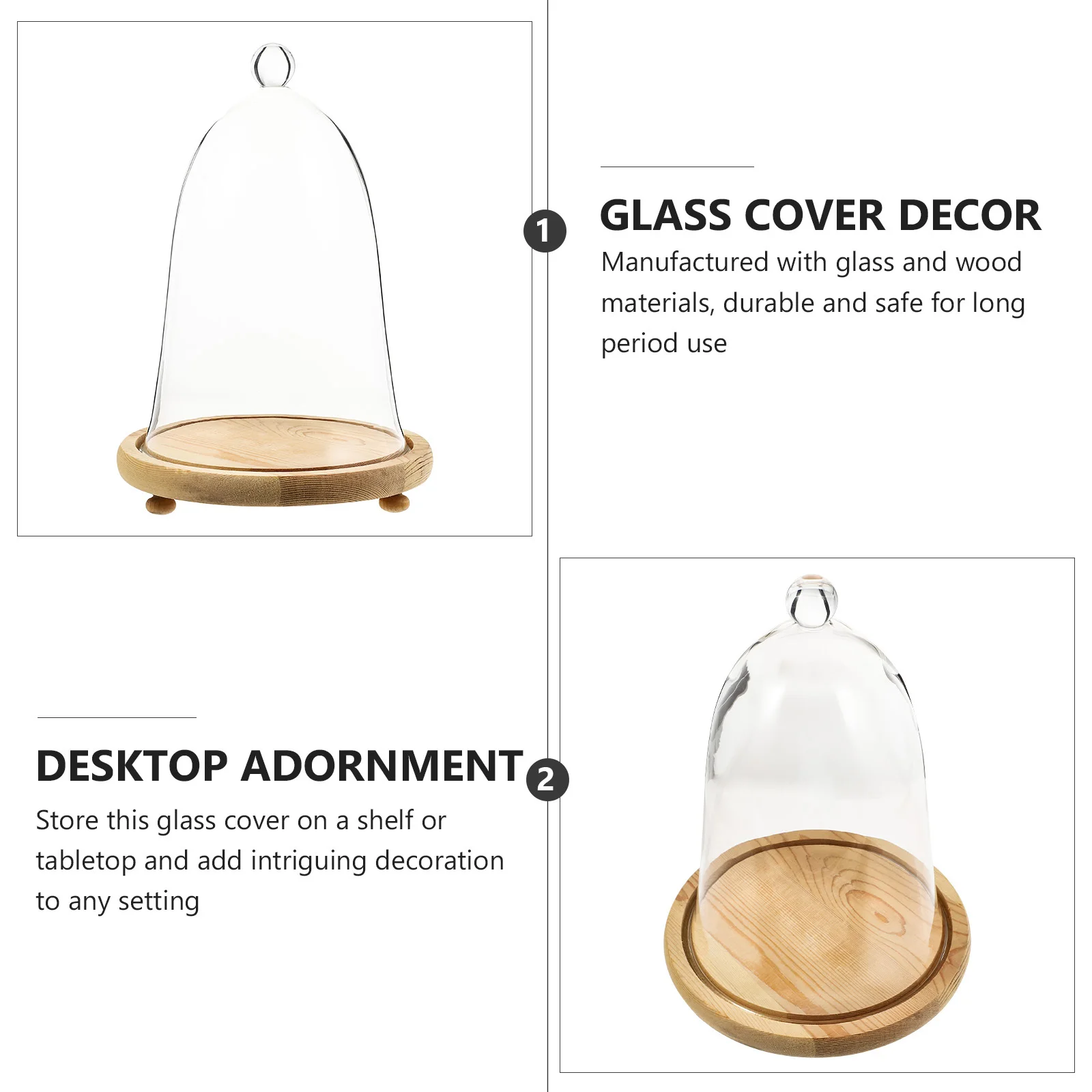 

1Set Intriguing Decoration Glass Cover for Preserved Flower Micro Landscape Silk Dried Flower Display Creative Home Decor