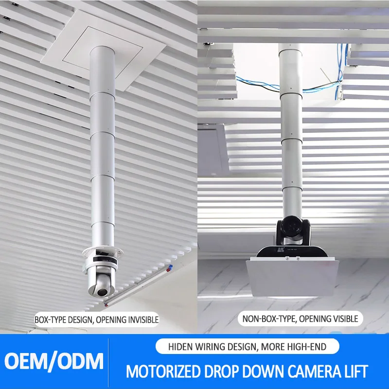 

Motorized Telescopic Height Adjusted Ceiling Embedded Projector Lift Drop down Smart AV Solution with Camera Mount
