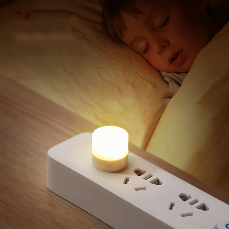 USB Plug Lamp Computer Mobile Power Charging USB Small Book Lamps LED Eye Protection Reading Light Small Round Light Night Light