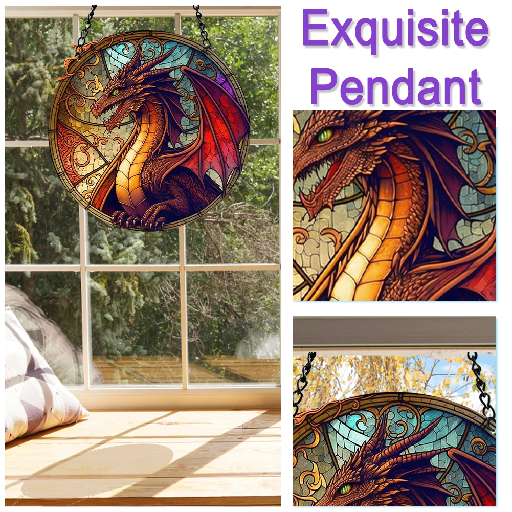 Suncatcher letrero de puerta colgante, decoración impermeable de acrílico con cadena y gancho de dragón para pasillos de jardín y decoración del hogar