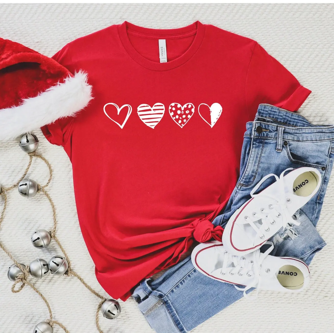 Heart Valentines T Shirt Day Cute Double For Her Love