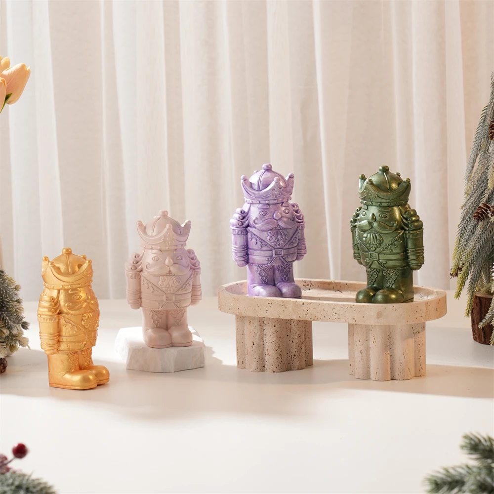 

Concrete Plaster Christmas Nussknacker with Crown Silicone Mold Nutcracker Candle Mold Resin Christmas Decor Table Ornament
