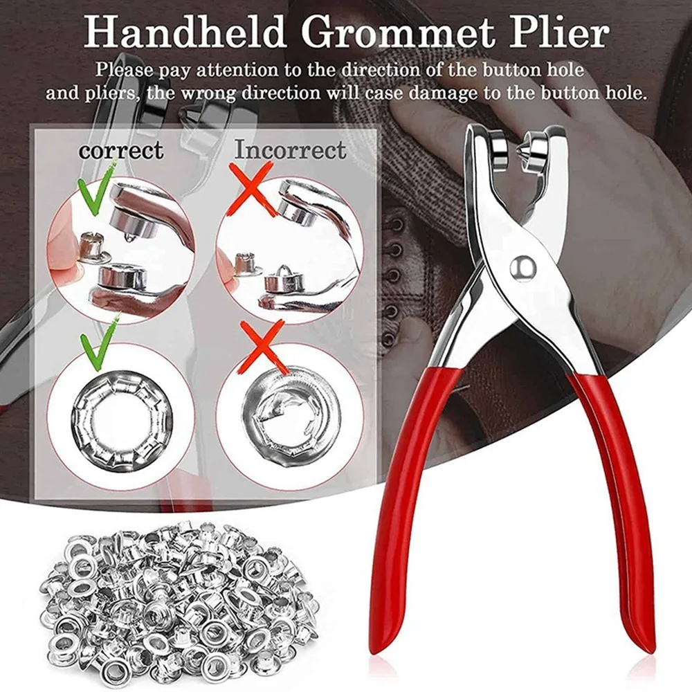 A05E-401Pcs 1/4인치 6Mm 그로멧 아일렛 플라이어 키트, 금색과 은색의 400개의 금속 아일렛이 포함된 그로멧 도구 키트, 아일렛 그로밋