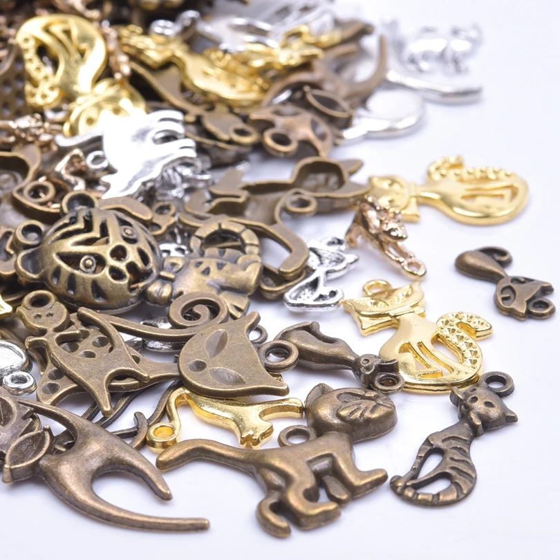 30/50/100pcs Mix Cute Animal Pet Cat Charms Pendant For Jewelry Making Diy Necklace Bracelet Keychain Handmade Accessories Bulk