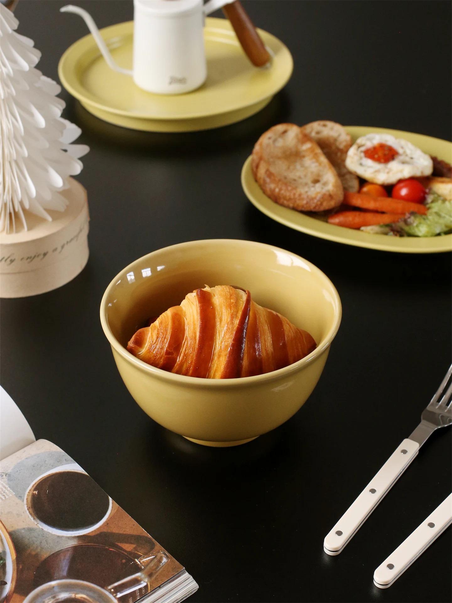 Tazón de Cerámica CMYD de Alta Estética para el Hogar, Tazón Grande de 65 Pulgadas para Sopa, Macarrones, Desayuno, Avena, En...