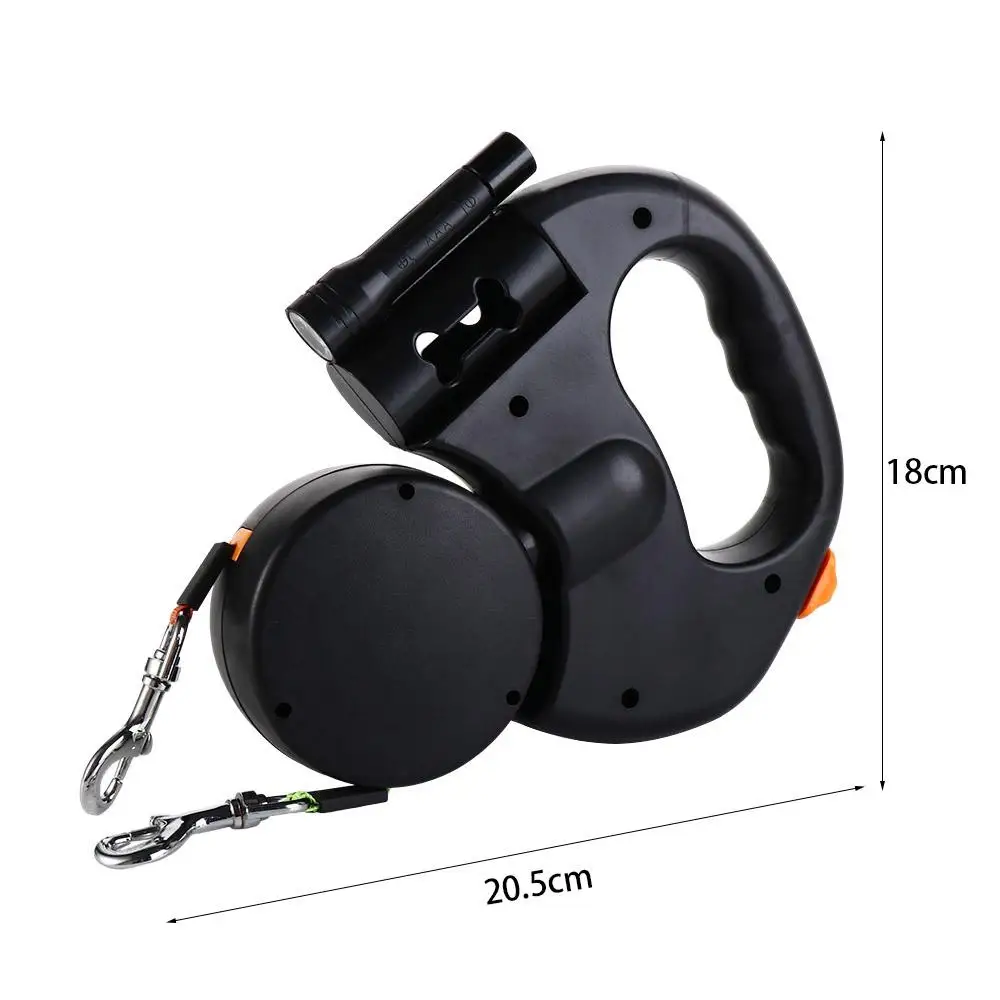 With Lights Double Dog Walking Leash Reflective Plastic Dual Retractable Rotation Rope Nylon 3m Dogs Auto Retractable Belt