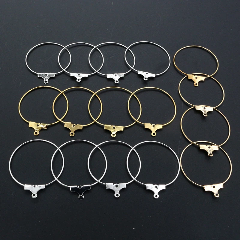 30szt 20 25 30 35 40 45mm Kolczyki kółka Big Circle Ear Wire Hoops Findings For DIY Jewelry Making Supplies Akcesoria