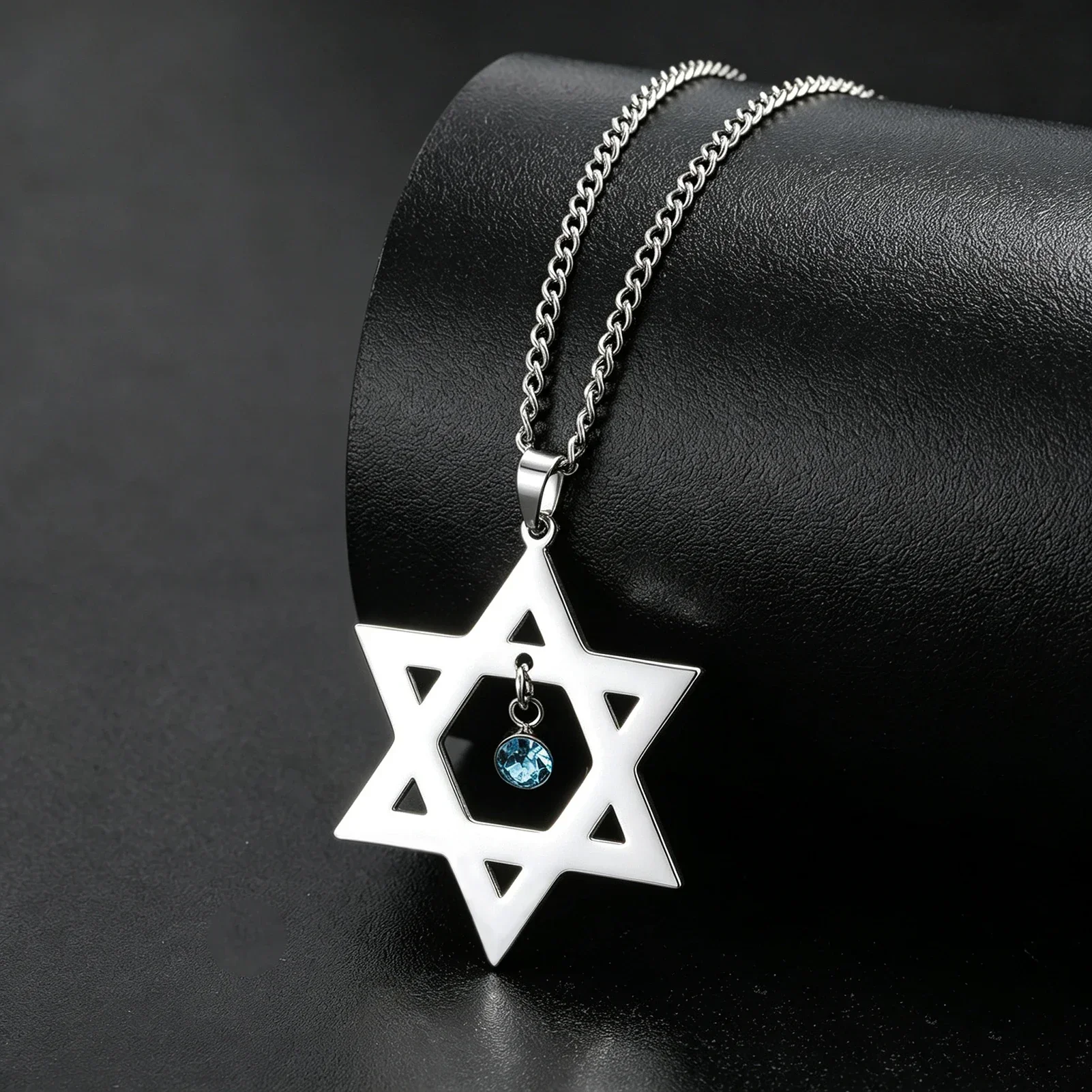 Stainless Steel Zircon Hexagram Star David Star Necklace for Men and Women Religious Jewish Protection Gift
