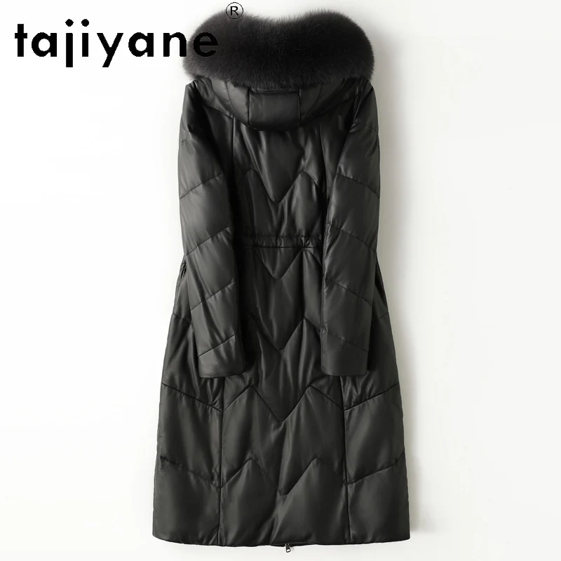 TAJIYANE Echter Schaffell-Daunenmantel für Damen, warme lange Pufferjacken, hochwertige Echtlederjacke, Winter-Frau-Kleidung, 2025, Mohamed Alla Allaidad