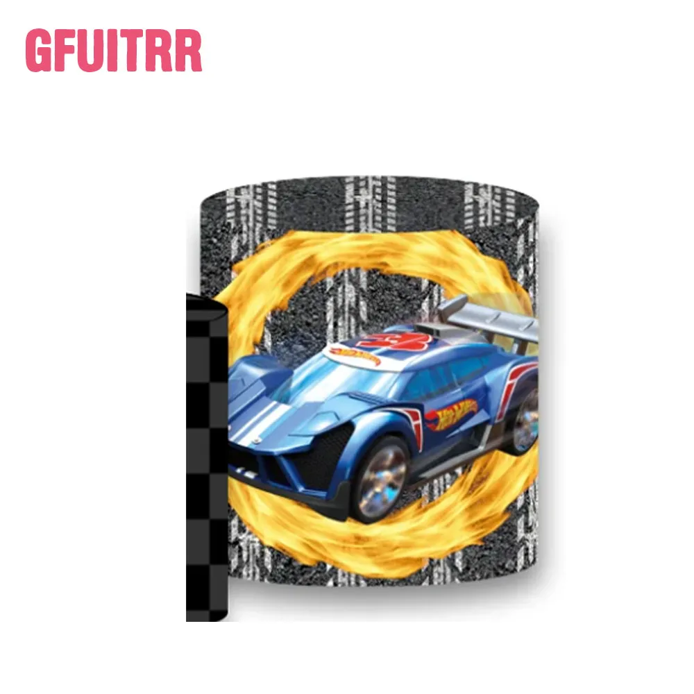 Hot Wheels Round Backdrop Kids Birthday Party Baby Shower Decor Circle and Cylinder Covers Photo Background