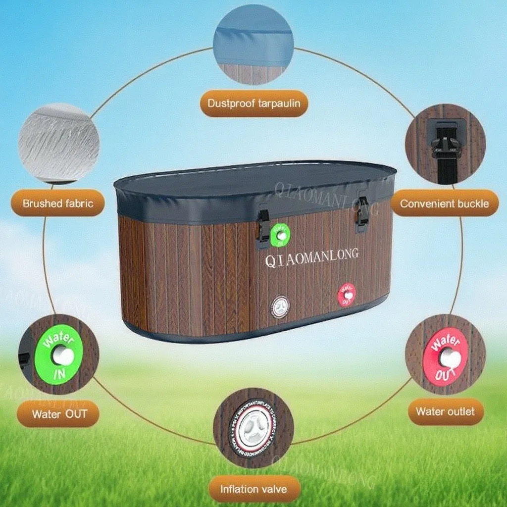 Foldable Portable 1 Person Inflatable Ice Bath Barrel Hot Spa Tub for Home Recovery Outdoor Cold Plunge