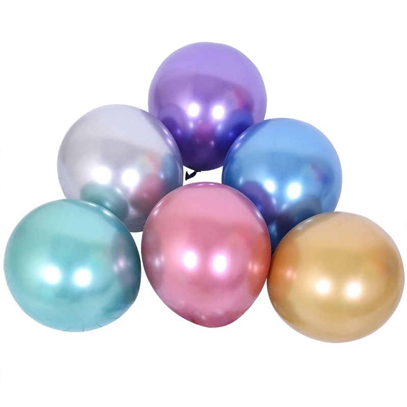 ABMO 50Pcs 10 Inch Metallic Latex Balloons Thick Chrome Glossy Metal Pearl Balloon Globos For Party Decor