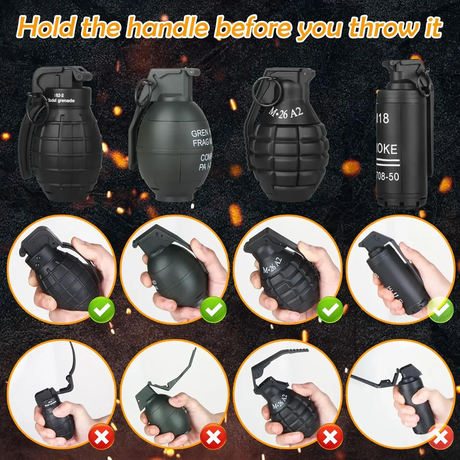 

Игрушечная ручная граната (1/3 шт.) для боевых игр с 20 патронами из пенопласта, модель-игрушка