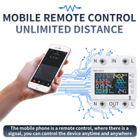 8 in 1 WIFI Power Meter 2P AC Energy Meter Standard Rail Mounting Phone Remotely Control 170-270V/63A Voltage Color Screen