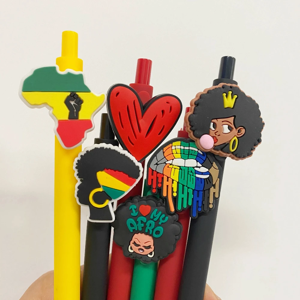 

6 шт., сувениры для вечеринки в июнь, черные ручки с месяцем истории 1865 года, набор ручек ко Дню свободы, День независимости