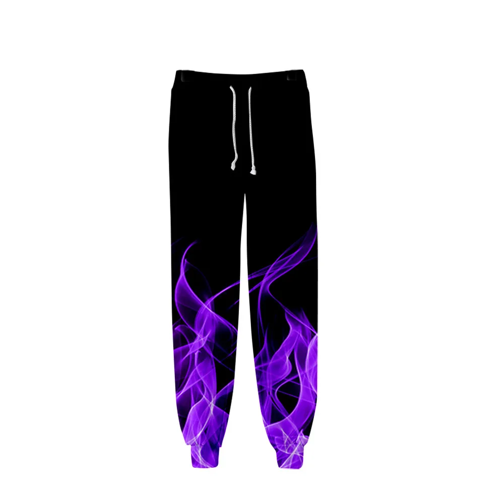 Autumn Winter New Pants Fashion Colorful Flame 3D Printed Sweatpants Men Loose Casual Pocket Drawstring Sweatpants