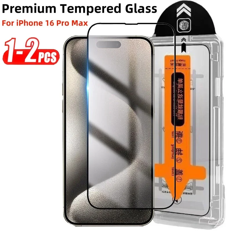 1-2 STUKS Premium Gehard Glas Voor iPhone 16 15 14 13 12 11 Pro Max Plus XS XR Eenvoudige installatie Glas Stofvrije Screen Protector