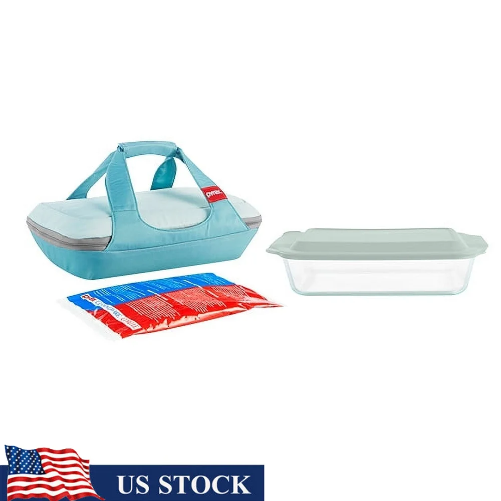 

Deep Portable 4-Piece Glass Baking Dish Set 5 Quart Capacity Durable Oven Safe Stain Resistant Includes Storage Lid Hot Cold