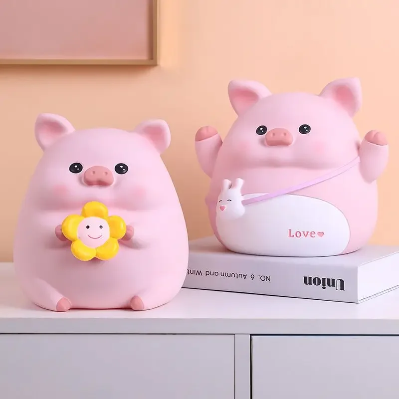 Creative Cute Cartoon Piglet Shaped Children's Piggy Bank, For Girl Boy, Home Supplies Decorations Pink Savings Money Boxes, 1Pc