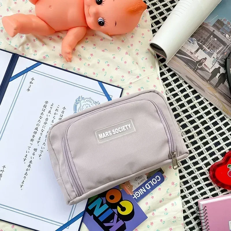 2025 New Pencil Case for Fall Stationery Bag for Primary and Secondary School Students Japanese Makeup Bag Net Storage Bag