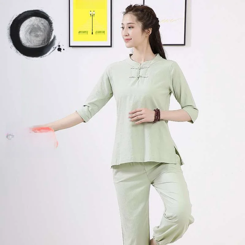 

Хюнань, хлопковый и льняной комбинезон для йоги в стиле дзен, женская весенняя юбка Hanfu f, традиционная китайская одежда