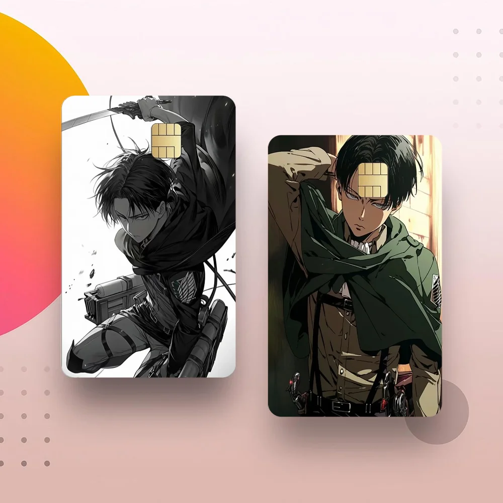 Película adhesiva de cubierta frontal de Anime Attack On Titan, piel para tarjeta de crédito, Chip pequeño y grande