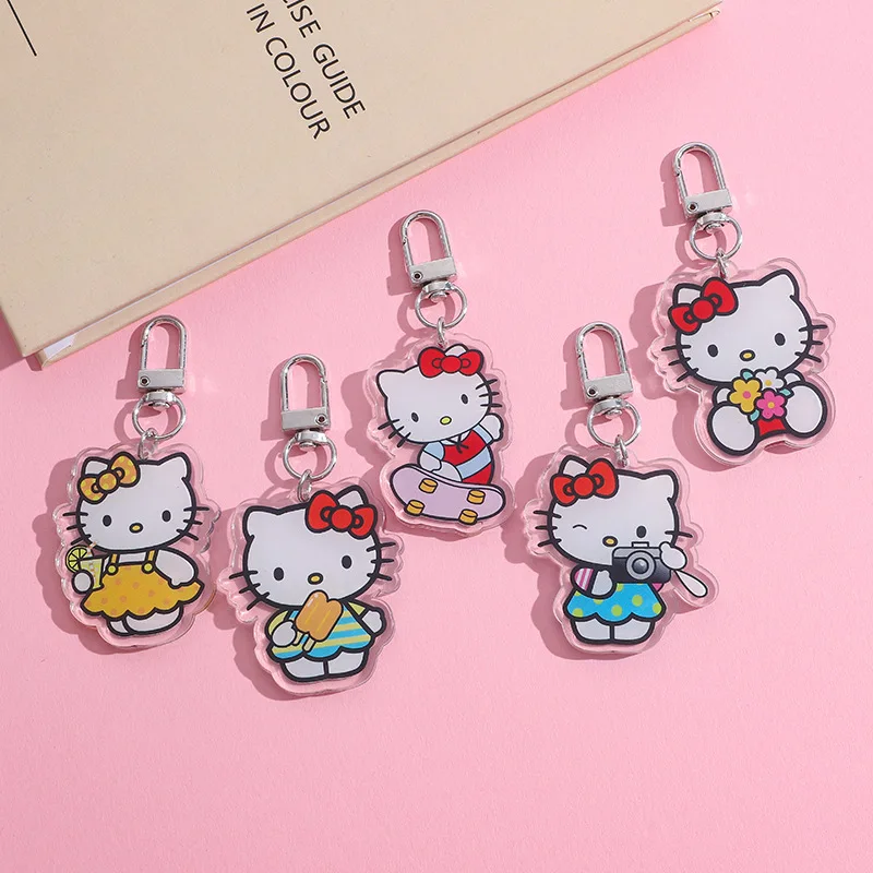 MINISO Sanrio Keychain Toys Figure Gift Toys Acrylic Hello Kitty Girls Accessories Pendants Backpacks Decorative Ornaments