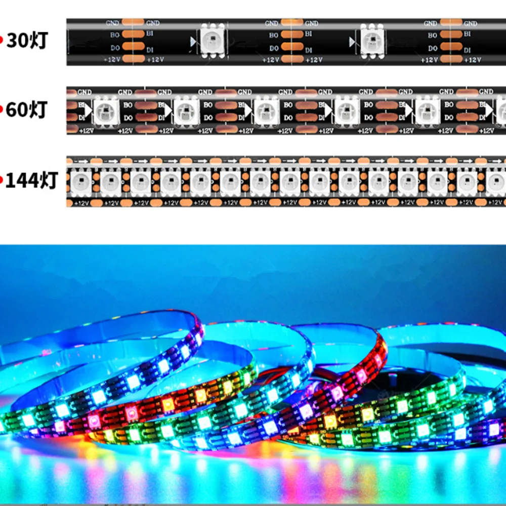 5V 12V WS2813 WS2815 Led Strip Addressable Rainbow Light RGB Dream Color 30 60 144 LEDs Pixels Strips Flexible Tape Home Decor