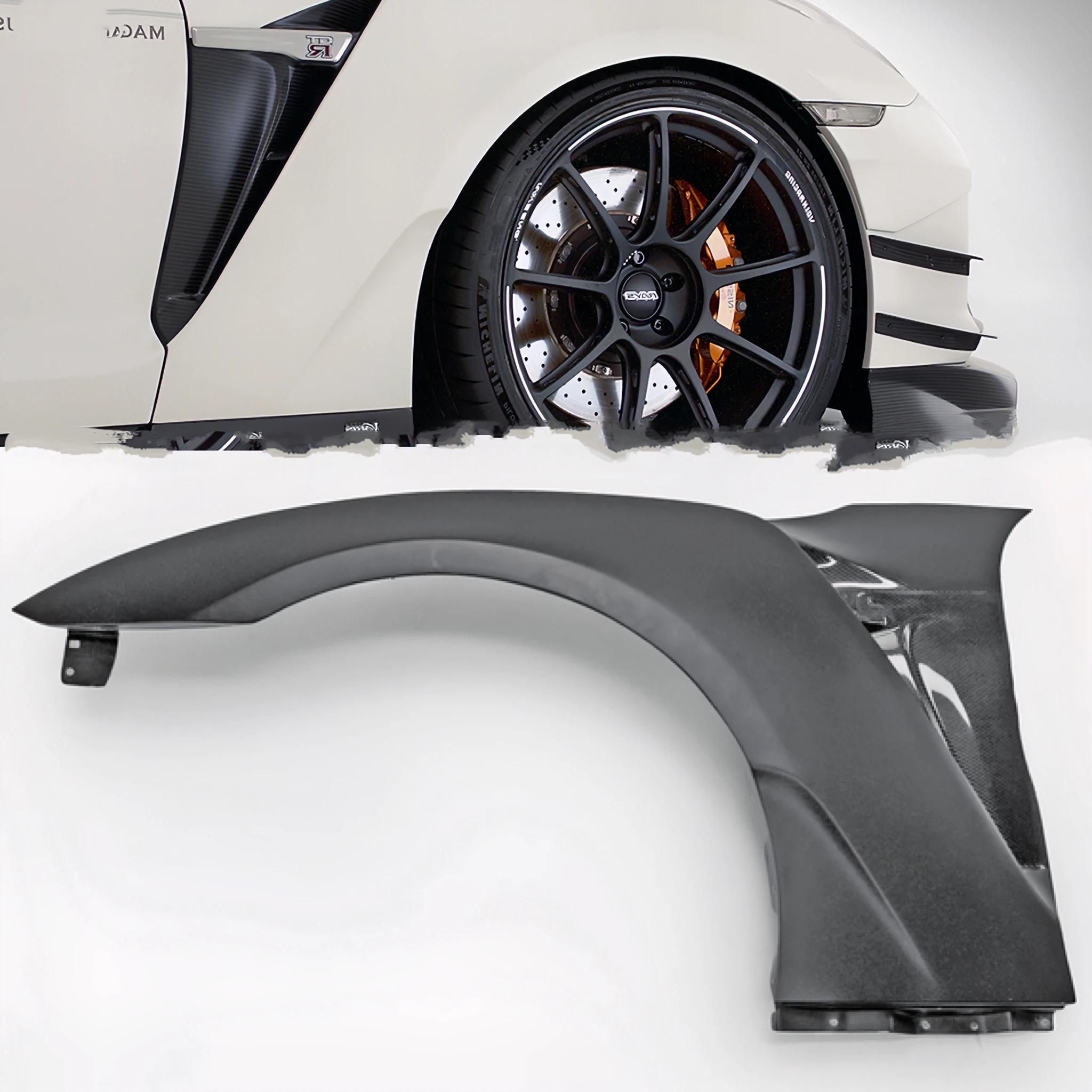 accesorios para autoFor Nissan GTR R35 VRS Style Front Fender GTR35 Fender Vented Side Fender GTR Carbon Bodykit