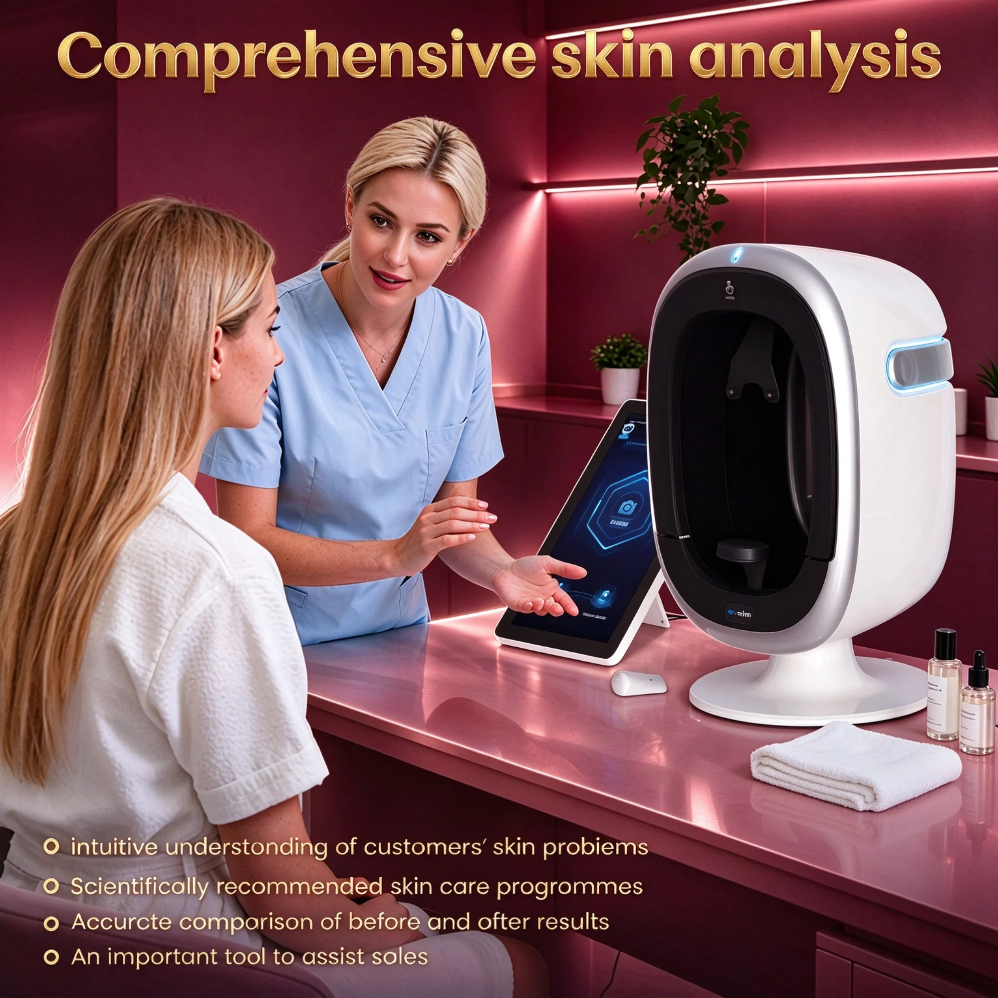 O1pro Portable 3D AI Scanner Facial & Scalp Dual Use Analysis Machine Professional Skin Condition Detector Beauty Salon Device